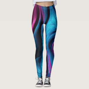 Leggings Moderne Abstrait-bleu et rose-