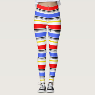 Leggings Moderne bandes rouges bleues et blanches