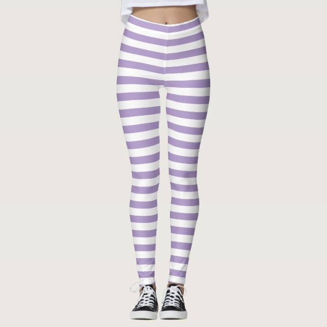 Leggings Moderne Cute Chic Clair Purple & Blanc Gratté (Devant)