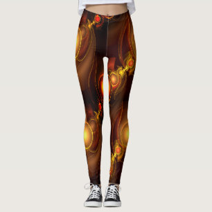 Leggings Moderne Élégant Bohème Doré Motif d'Art Abstrait #