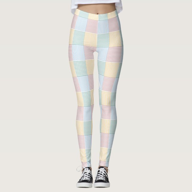 Leggings Moderne Elégant rose Rose bleu vert jaune blanc (Devant)