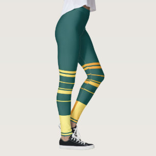 Leggings Moderne Green Gold Luxury Linen Texture Collection