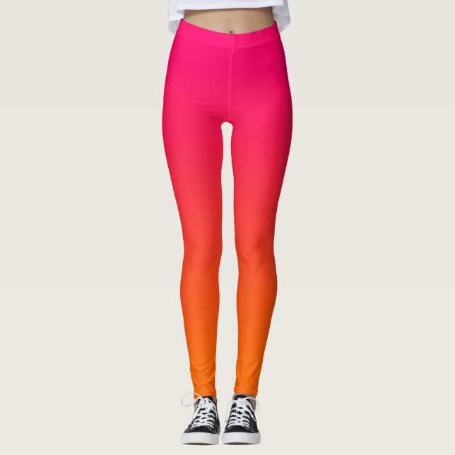 Leggings Moderne minimaliste rose vif et orange rayonnant (Devant)