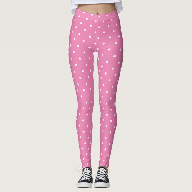 Leggings Modish rose Modèle moderne cercles blancs élégant (Devant)