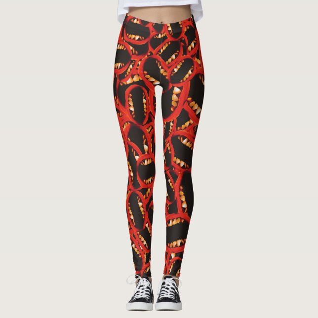 Leggings Moins épais motif graphique bouche ouverte aléatoi (Devant)