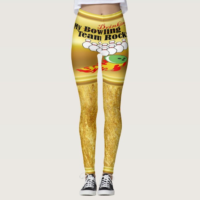 Leggings Mon équipe de bowling/buveur roche (Devant)