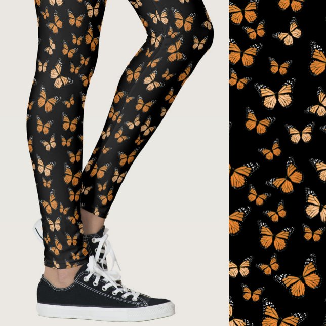Leggings Monarch Butterflies Black Whimsical Patterned (Créateur téléchargé)