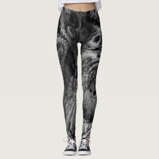 Leggings Monde Alien Fractal Noir et Blanc