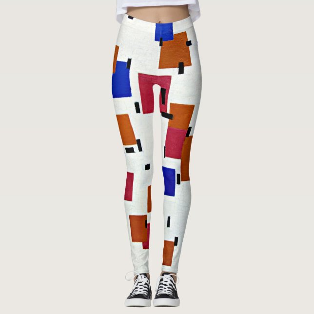 Leggings Mondrian - Composition en couleur A (Devant)