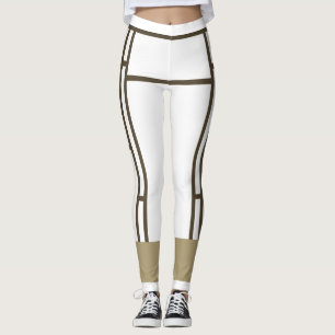 Leggings Mondrian Inspiré Blanc Brown 3