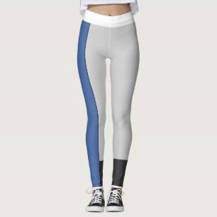 Leggings Mondrian Inspired Overcast Grey with Blue