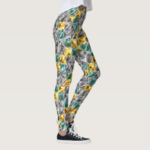 Leggings Monnaie pressée, carreaux dorés et argentés ou col
