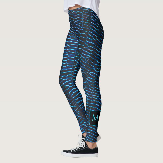 Leggings Monogramme abstrait brillant métallique dynamique  (Gauche)