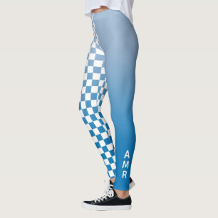 Leggings Monogramme Blue Gradient Blanc À damiers Motif
