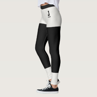 Leggings Monogramme noir neutre moderne nom personnalisé