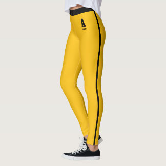 Leggings Monogramme personnalisé jaune doré rayures noires