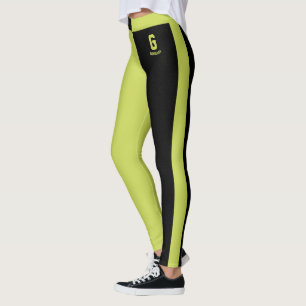Leggings Monogramme personnalisé noir et bandes vertes Appl
