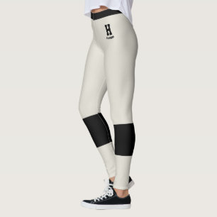 Leggings Monogramme personnalisé Nom Classique Oatmeal Acce