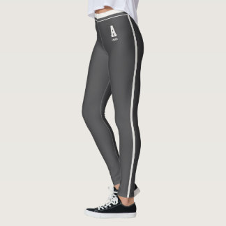 Leggings Monogramme personnalisé rayures neutres grises spo