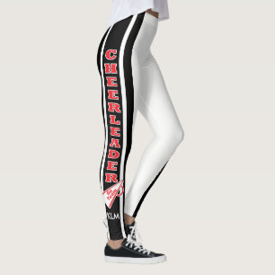 Leggings Monogramme Pom-pom girl rouge, noir blanc