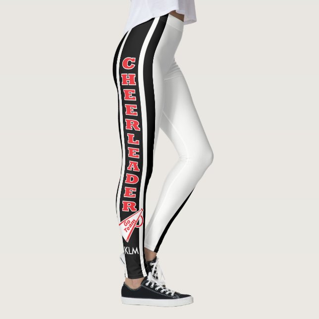 Leggings Monogramme Pom-pom girl rouge, noir blanc (Droite)