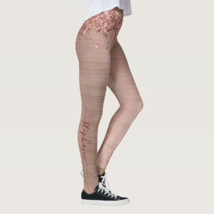 Leggings Monogramme rose Gold Faux Parties scintillant Girl