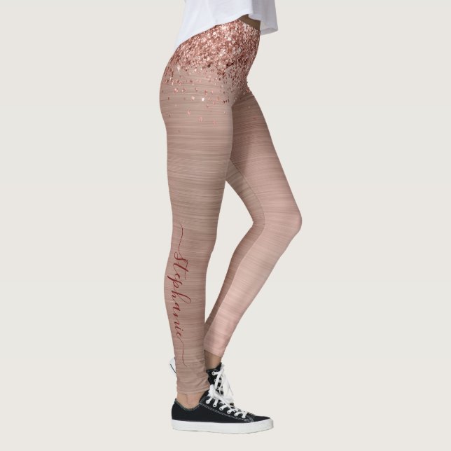 Leggings Monogramme rose Gold Faux Parties scintillant Girl (Droite)