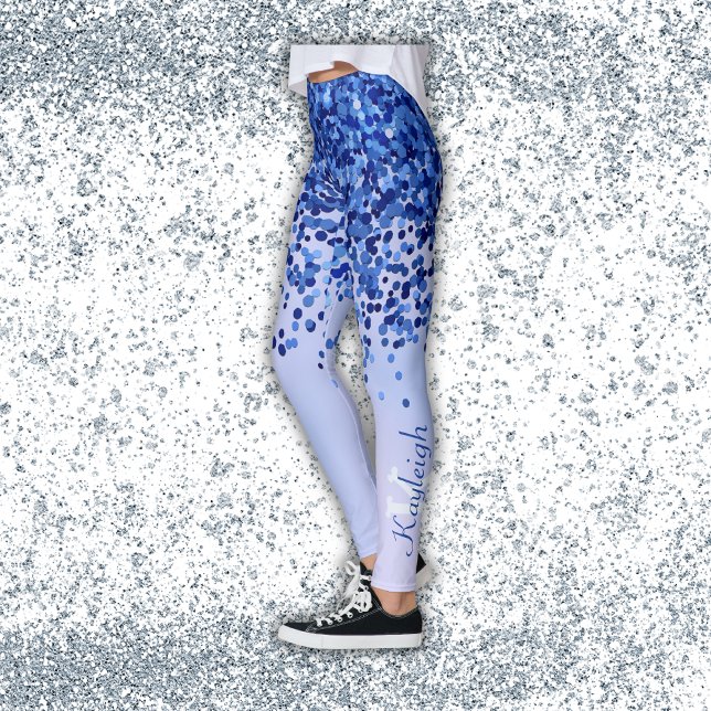 Leggings Monogramme simple en métal brossé bleu et Parties  (Créateur téléchargé)