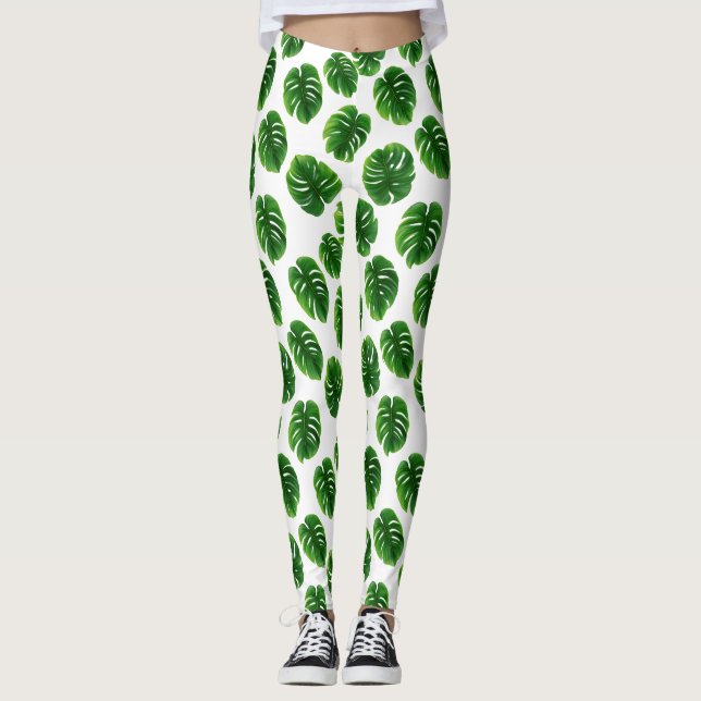 Leggings Monstera Leaf Tropical Pattern (Devant)