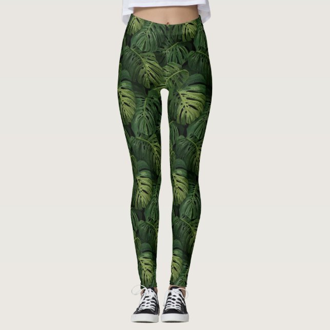 Leggings Monstera Leaf Tropical Pattern (Devant)
