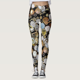 Leggings Montres De Poche À Thème De Steampunk, Portes, Hor