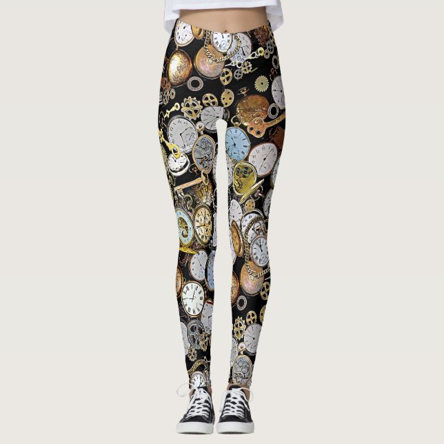 Leggings Montres De Poche À Thème Steampunk, Équipements, H (Devant)