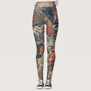 Leggings Montres japonais de tatouage Art de mer