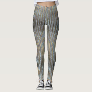 Leggings Moody Blue & Gold Stripe Motif