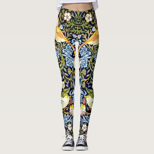 Leggings Morris - Strawberry Thief, motif populaire, (Devant)