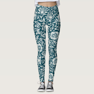 Leggings Morris Vintage bleu & blanc motif floral