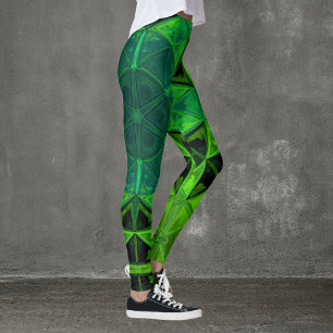 Leggings Mosaic Kaleidoscope Vert Fleur