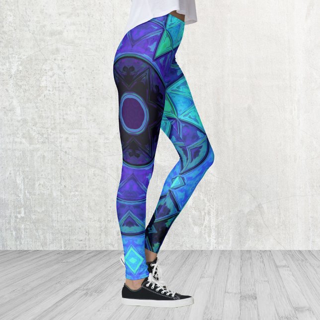 Leggings Mosaic Mandala bleu et violet (Créateur téléchargé)