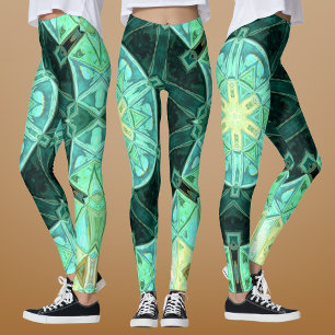 Leggings Mosaic Mandala Turquoise et jaune