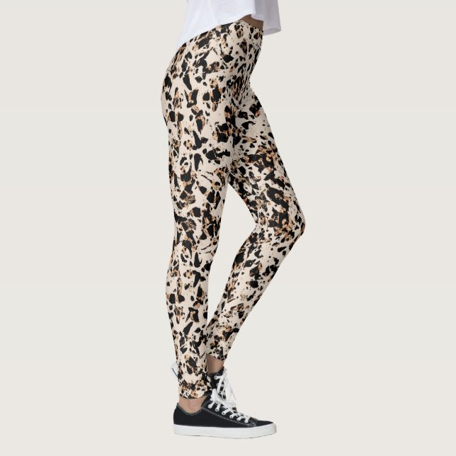 Leggings Mosaïque Abstrait Poster de animal Brown Tan noir (Droite)