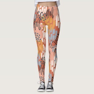 Leggings mosaïque abstraite féminine colorée