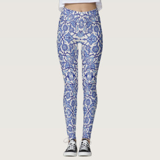 Leggings mosaïque bleue des fleurs marocaines andalouses