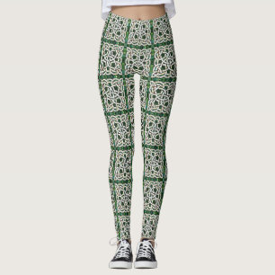 Leggings Mosaïque de pierre céleste verte et blanche