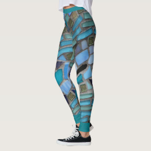 Leggings Mosaïque de verre bleu de la mer