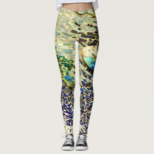 Leggings Mosaïque espagnole verte bleue