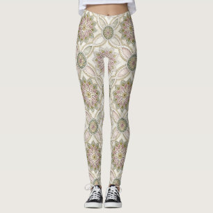 Leggings Mosaïque Florale Pastel Opalescent - Mandala