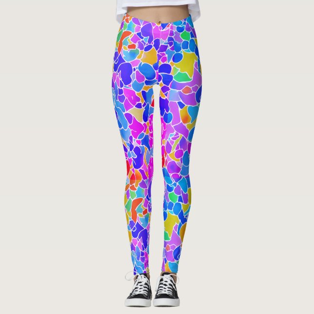 Leggings Mosaïque géométrique rose néon Abstrait cool (Devant)