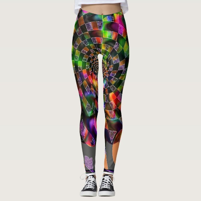 Leggings Mosaïque spirale psychédélique (Devant)