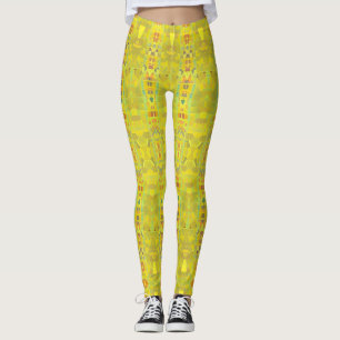 Leggings Mosaïque vert doré géométrique design kitty voices