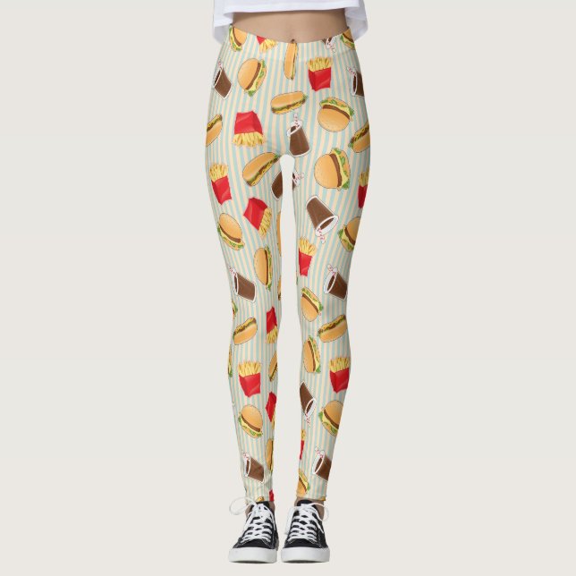 Leggings Motif 2 d'aliments de préparation rapide (Devant)